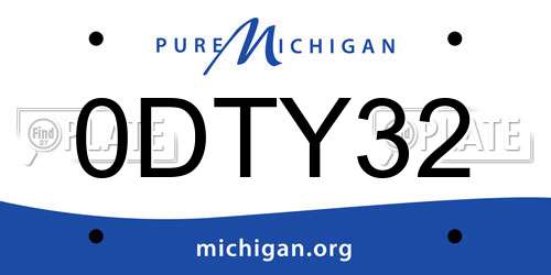 0DTY32 Michigan License Plate