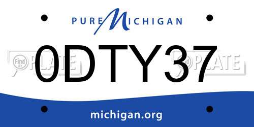 0DTY37 Michigan License Plate