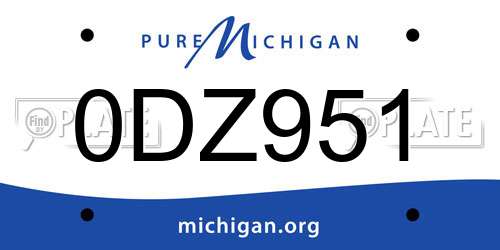 0DZ951 Michigan License Plate