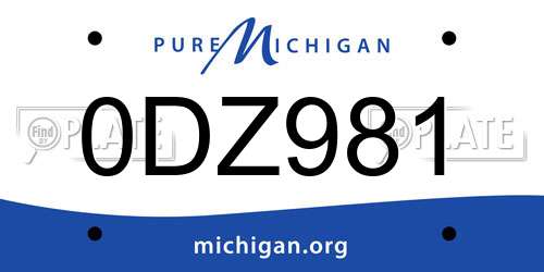0DZ981 Michigan License Plate