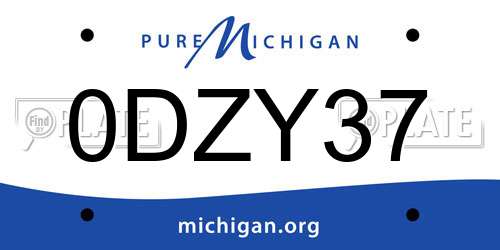 0DZY37 Michigan License Plate