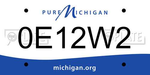 0E12W2 Michigan License Plate