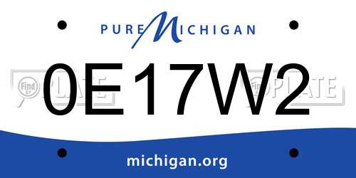 0E17W2 Michigan License Plate