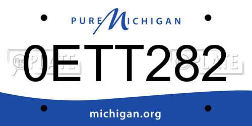 0ETT282 Michigan License Plate