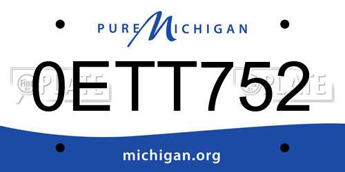 0ETT752 Michigan License Plate