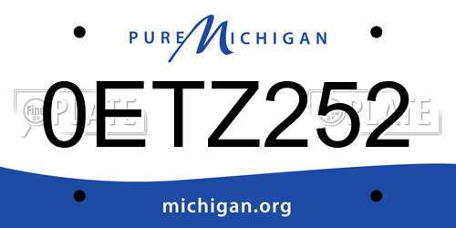 0ETZ252 Michigan License Plate