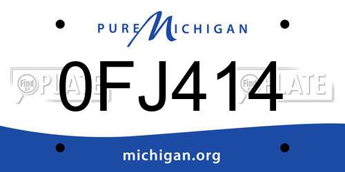 0FJ414 Michigan License Plate