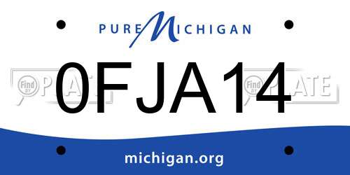 0FJA14 Michigan License Plate