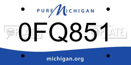 0FQ851 Michigan License Plate