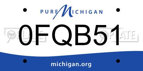 0FQB51 Michigan License Plate