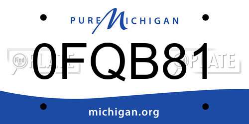 0FQB81 Michigan License Plate