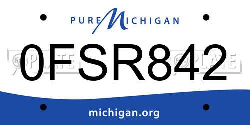 0FSR842 Michigan License Plate
