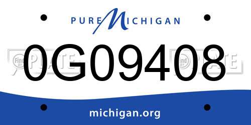 0G09408 Michigan License Plate