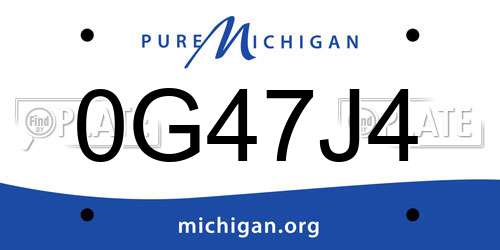 0G47J4 Michigan License Plate