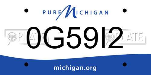 0G59I2 Michigan License Plate