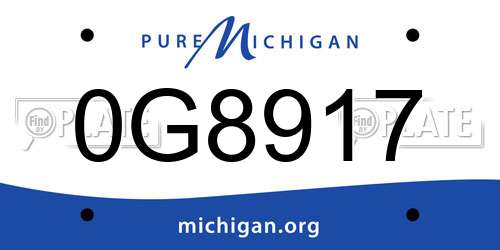 0G8917 Michigan License Plate