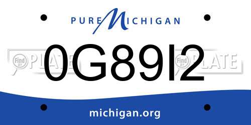 0G89I2 Michigan License Plate