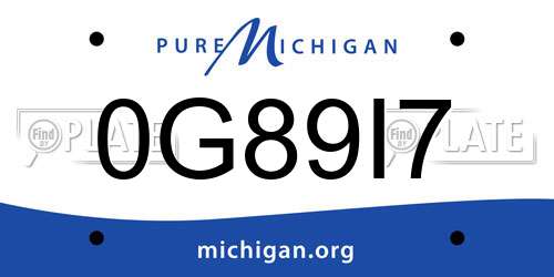 0G89I7 Michigan License Plate