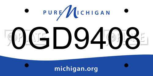 0GD9408 Michigan License Plate