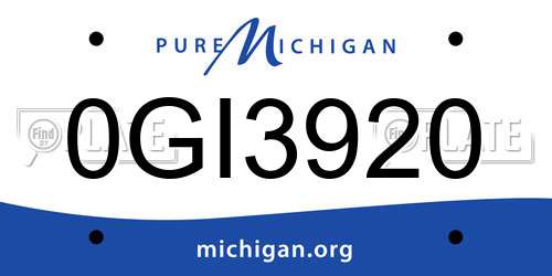 0GI3920 Michigan License Plate