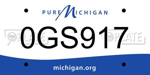 0GS917 Michigan License Plate