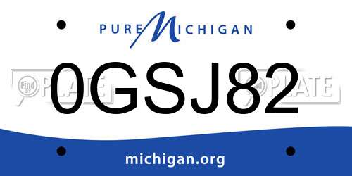 0GSJ82 Michigan License Plate