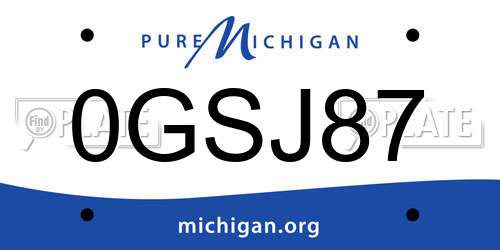 0GSJ87 Michigan License Plate