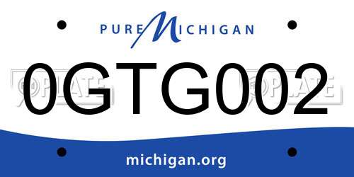 0GTG002 Michigan License Plate
