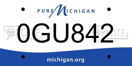 0GU842 Michigan License Plate