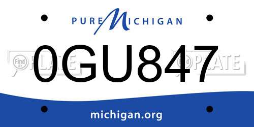 0GU847 Michigan License Plate