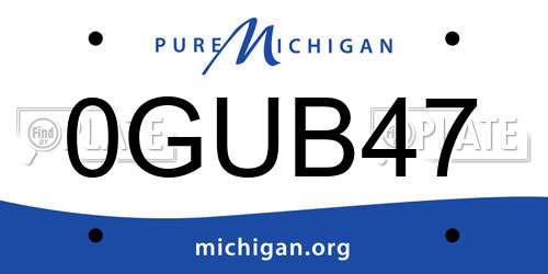 0GUB47 Michigan License Plate