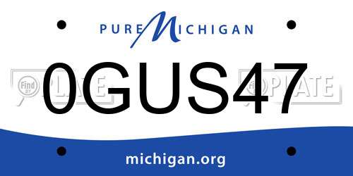 0GUS47 Michigan License Plate