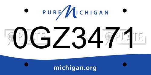 0GZ3471 Michigan License Plate