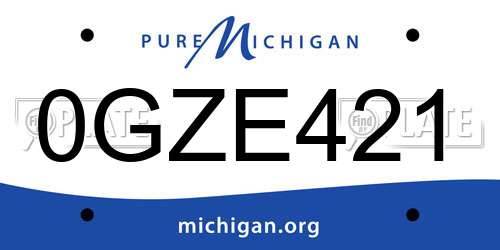 0GZE421 Michigan License Plate