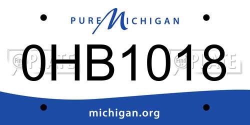 0HB1018 Michigan License Plate