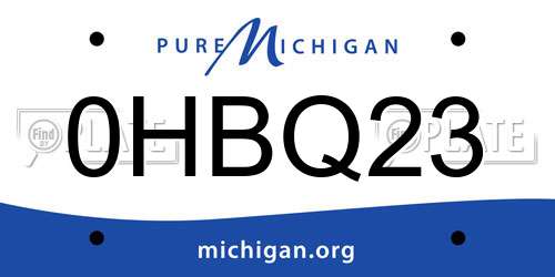 0HBQ23 Michigan License Plate