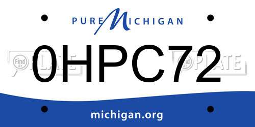 0HPC72 Michigan License Plate