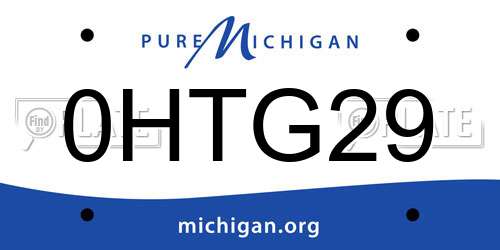 0HTG29 Michigan License Plate