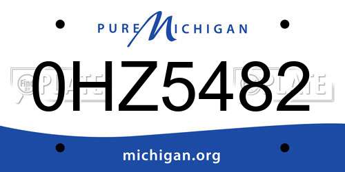 0HZ5482 Michigan License Plate