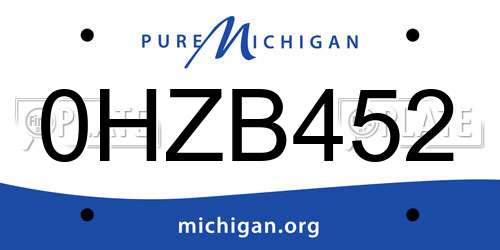 0HZB452 Michigan License Plate