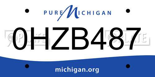 0HZB487 Michigan License Plate