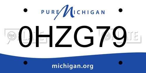 0HZG79 Michigan License Plate