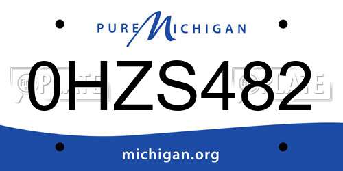 0HZS482 Michigan License Plate