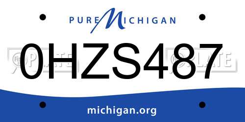 0HZS487 Michigan License Plate