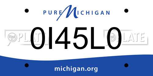 0I45L0 Michigan License Plate