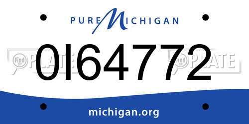 0I64772 Michigan License Plate