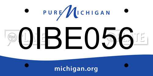 0IBE056 Michigan License Plate