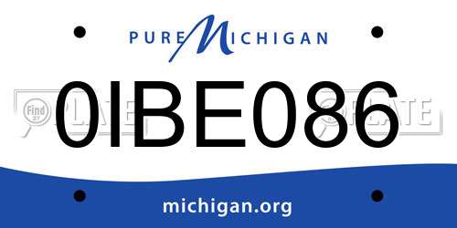 0IBE086 Michigan License Plate