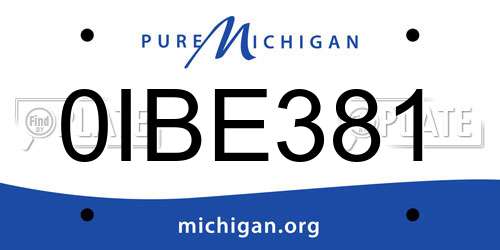 0IBE381 Michigan License Plate
