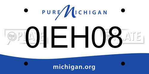 0IEH08 Michigan License Plate